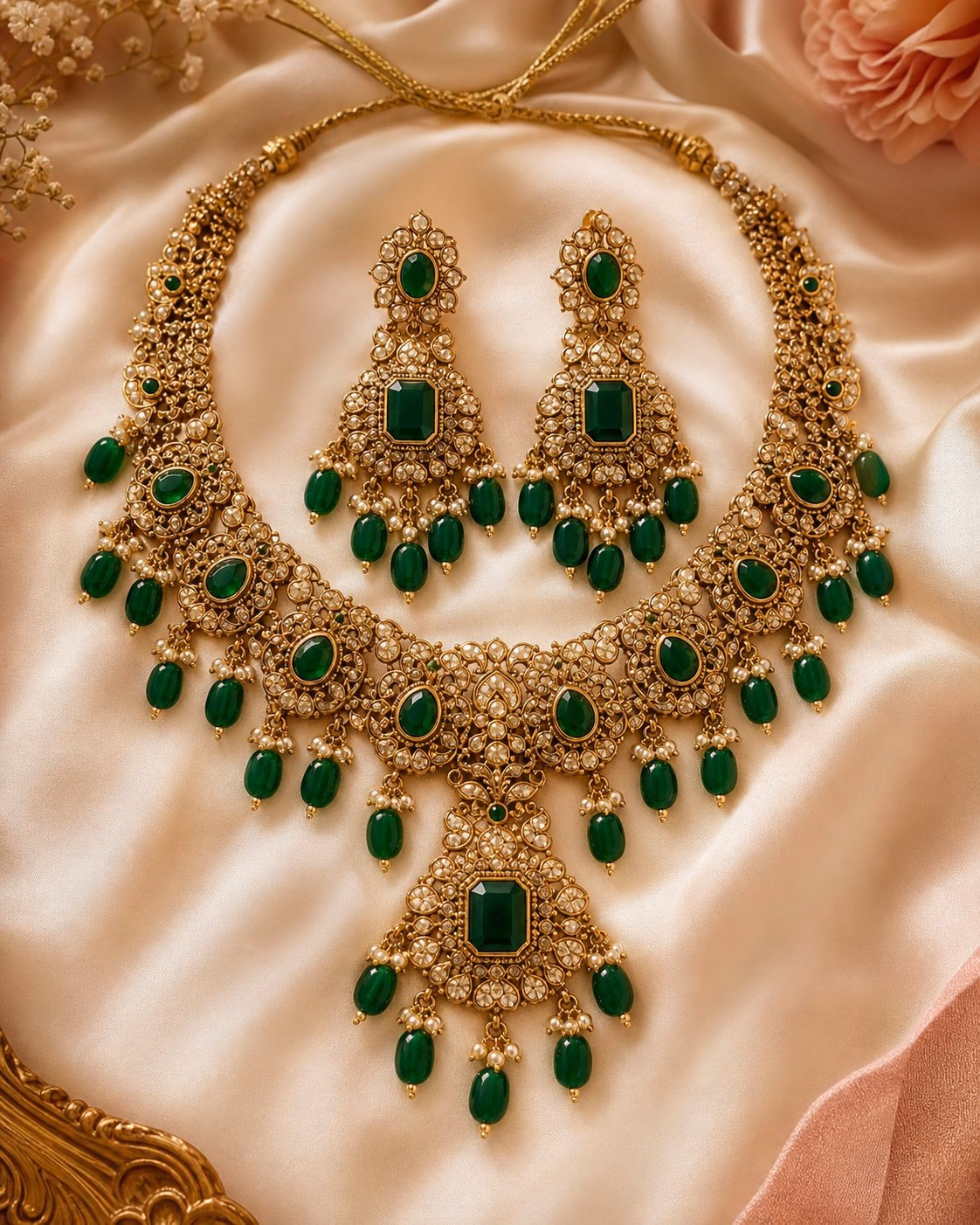 Dila emerald necklace set